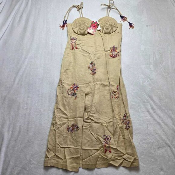 New L Farm Rio x Anthropologie embroidered linen blend dress - Picture 4 of 14